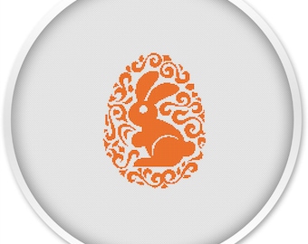 Rabbit cross stitch pattern, instant download, free shipping, cross stitch PDF, cross stitch pattern, Easter pattern, Rabbit egg #035