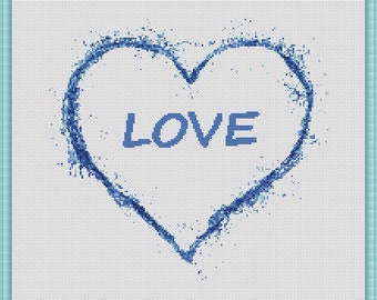 Love Heart Cross Stitch Pattern: Watercolor Design (PDF Pattern)
