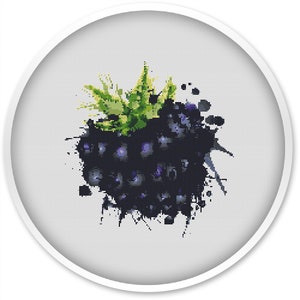 Abstract braambes-kruissteekpatroon: fruitbesontwerp (pdf-patroon)
