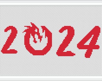 Dragon year 2024 cross stitch pattern, free shipping, cross stitch pdf,  Christmass, New Year crossing, dragon pattern #438