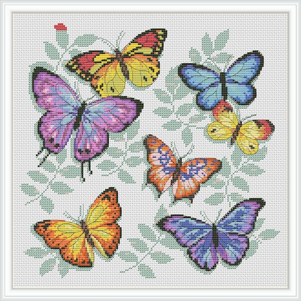 Butterfly Cross Stitch Pattern: Floral Insect Design (PDF Pattern)