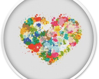 Heart cross stitch pattern, instant download, free shipping, cross Stitch PDF, cross stitch pattern, Love, Heart #069