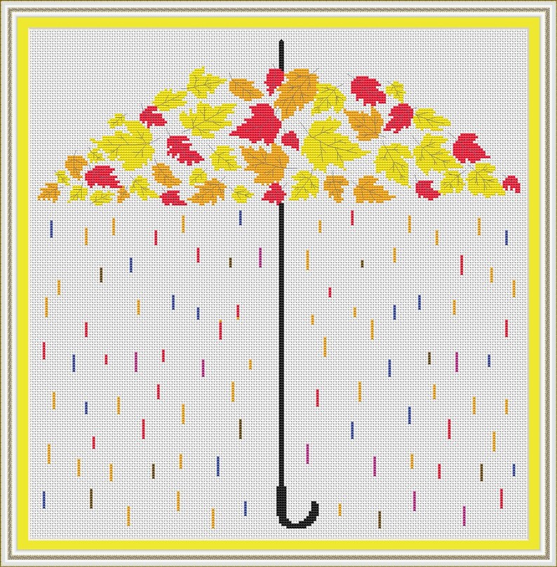 Umbrella Cross Stitch Pattern Free Shipping Cross Stitch Etsy