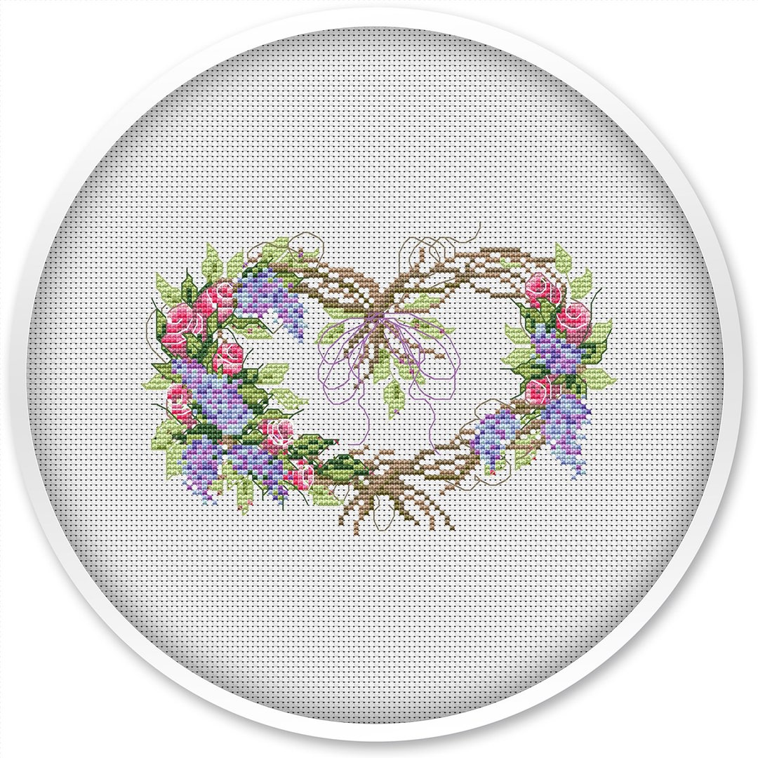 Heart Cross Stitch Pattern, Free Shipping, Cross Stitch Pdf, Watercolor