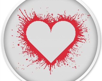 Heart cross stitch pattern, free shipping, cross stitch, watercolor cross stitch pattern,  pdf cross stitch, love pattern, red heart #272