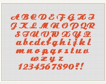 Fonts Cross Stitch Patterns, Cross Stitch Alphabet, Alphabet Engraved ABC, Letters Lettering Text, Font Instant Download #360