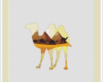 Camel cross stitch pattern, modern geometric cross stitch pattern, pdf instant download, cross stitch animal  pdf  #056