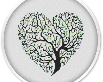 Heart tree cross stitch pattern, instant download, love tree crossing, cross stitch pdf, cross stitch pattern, cute thing, love tree #043