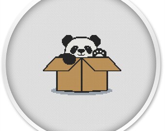 Panda Box cross stitch patterns, cross stitch pdf, cross stitch pattern animal, bear cross stitch pattern, cute cross stitch #428