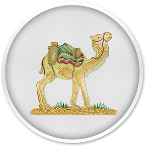 Camel Cross Stitch Pattern: Modern Geometric Animal (PDF Download)