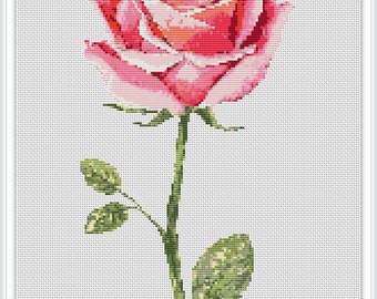 Flower cross stitch pattern, cross stitch pdf, cute thing, watercolor cross stitch pattern, abstract flower pattern, rose cross stitch #312