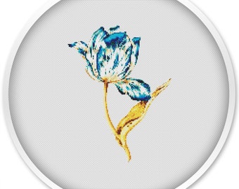 Flower Cross Stitch Pattern, Cross stitch PDF, Cute thing, Watercolor Cross stitch pattern, abstract tulip pattern #107