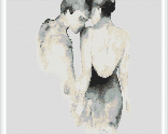 Love cross stitch pattern, lovers cross stitch pdf, love cross stitch pattern, embroidery pattern, watercolor cross stitch #343