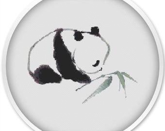 Schema punto croce panda: disegno ricamo animale (PDF)