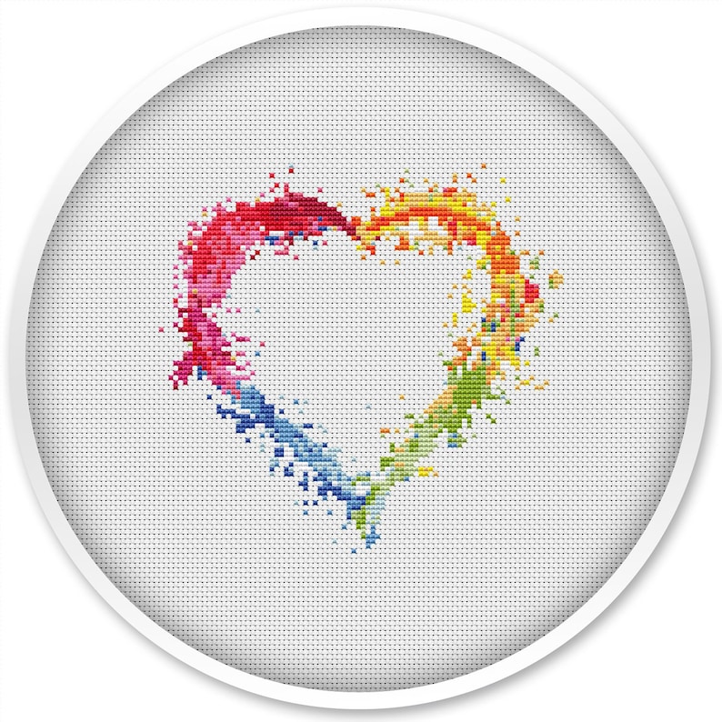 Small Heart Cross Stitch Pattern Free Shipping Abstract - Etsy Israel