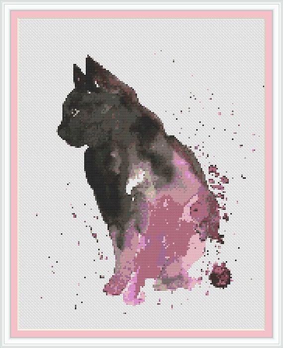 Cat Cross Stitch Pattern Modern Watercolor Cross Stitch Etsy