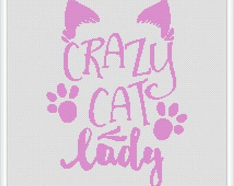 Crazy Cat Lady Cross Stitch Pattern: Modern Handmade Design (PDF Pattern)