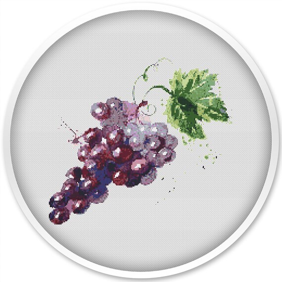 Grape Cross Stitch Pattern Cross Stitch Pdf Watercolor Cross Etsy