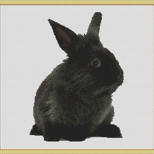 Black Rabbit cross stitch pattern, free shipping, cross stitch pdf, cross stitch pattern, hare pattern, rabbit crossing, rabbit pattern #418