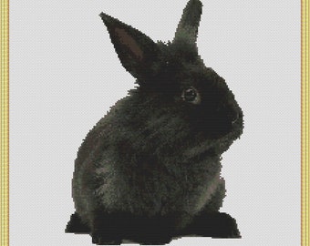 Black Hare Cross Stitch Pattern: Rabbit Crossing (PDF Pattern)