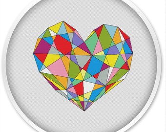 Hearteart cross stitch pattern, free shipping, abstract cross stitch pdf, geometric cross stitch, pdf cross stitch, love #290