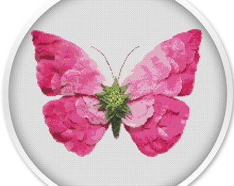 Butterfly flower Cross Stitch Pattern PDF, insect cross stitch, Free shipping pattern, animal cross stitch #118