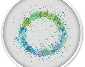 Circle cross stitch pattern, free shipping, cross stitch PDF, cross stitch pattern, watercolor ring, abstract cross stitch  #449