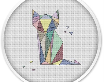 Geometric Fox Cross Stitch Pattern: Modern Animal Design (PDF Instant Download)