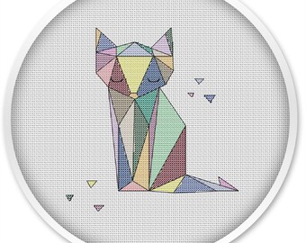 Fox cross stitch pattern, modern geometric cross stitch pattern, pdf instant download, cross stitch patterns, animal cross stitch #436