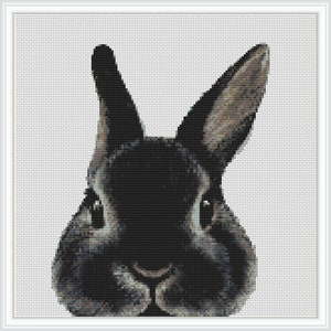 Black Rabbit cross stitch pattern, free shipping, cross stitch pdf, cross stitch pattern, hare pattern, rabbit crossing, rabbit pattern #392