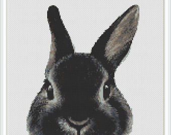 Black Rabbit cross stitch pattern, free shipping, cross stitch pdf, cross stitch pattern, hare pattern, rabbit crossing, rabbit pattern #392