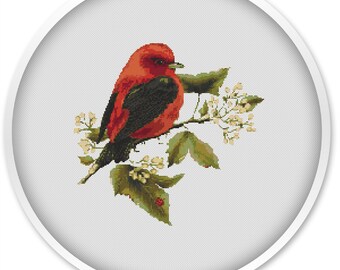 Patrón de punto de cruz de pájaro/Diseño de costura (Descarga instantánea en PDF)/Esquema de pájaro único