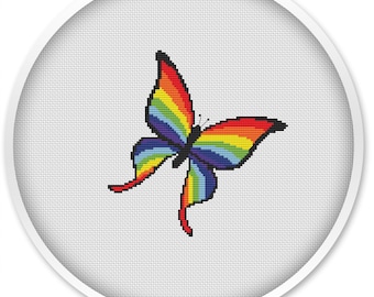 Rainbow butterfly,  free shipping, cross stitch pdf, cross stitch pattern, cute thing, cross stitch pattern pdf #89