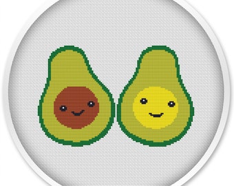 Avocado cross stitch patterns, cute cross stitch, free shipping, cross stitch PDF, kawaii cross stitch pattern, avocado pdf #050