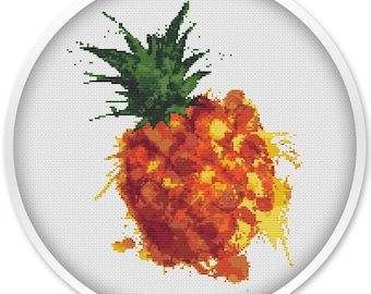 Pineapple cross stitch pattern, free shipping, cross stitch pdf, watercolor cross stitch pattern, abstract cross stitch #087