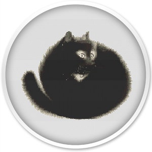 Black Cat Cross Stitch Pattern: Modern Feline Design (PDF Download)