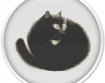 Black Cat Cross Stitch Pattern: Modern Feline Design (PDF Download)