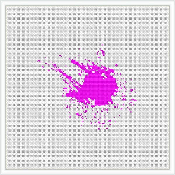 Pink spot cross stitch pattern, blot spot cross stitch pattern, cross stitch pdf, watercolor cross stitch pattern, paint cross stitch #227