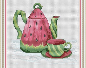 Wassermelone Teekanne Kreuzstichmuster PDF Download