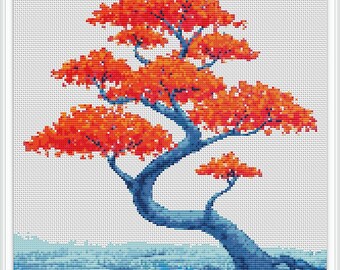 Kruissteekpatroon Japanse esdoorn: Aziatisch landschap (pdf)