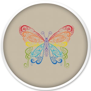 Rainbow Butterfly Cross Stitch Pattern, Free shipping, Cross Stitch PDF, Insect Cross Stitch Pattern, instant download #078