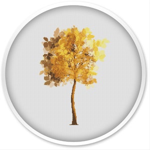 Autumn Tree Cross Stitch Pattern: Fall Colors (PDF Pattern)