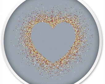 Golden Heart Cross Stitch Pattern: Sparkling Love (PDF)