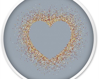 Golden Heart cross stitch pattern, free shipping, cross stitch pdf, sparkling heart stitching,  pdf cross stitch, love pattern, heart #447