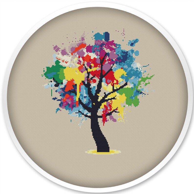 Tree cross stitch pattern pdf instant download free | Etsy