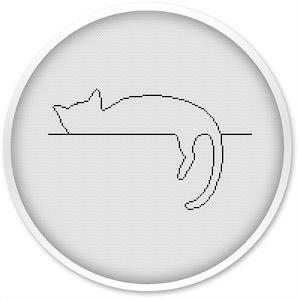 Black Cat Cross Stitch Pattern: Modern Minimalist Design (PDF Download)