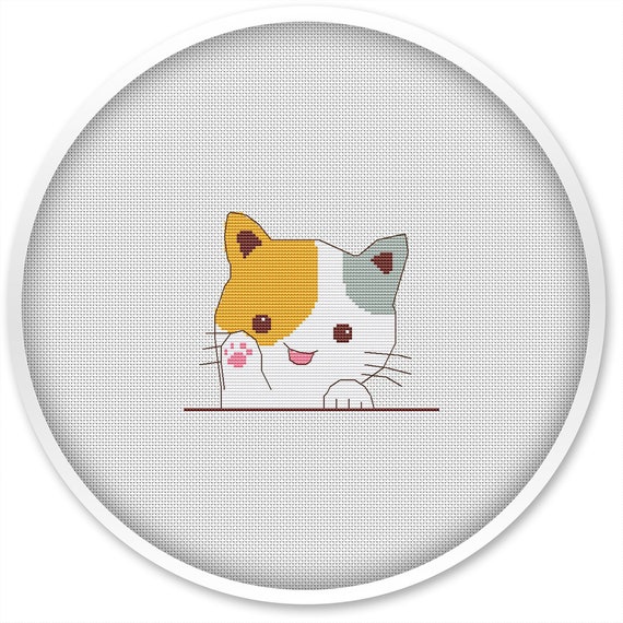 Calico Cat Cross Stitch Pattern Modern Cross Stitch PDF Etsy