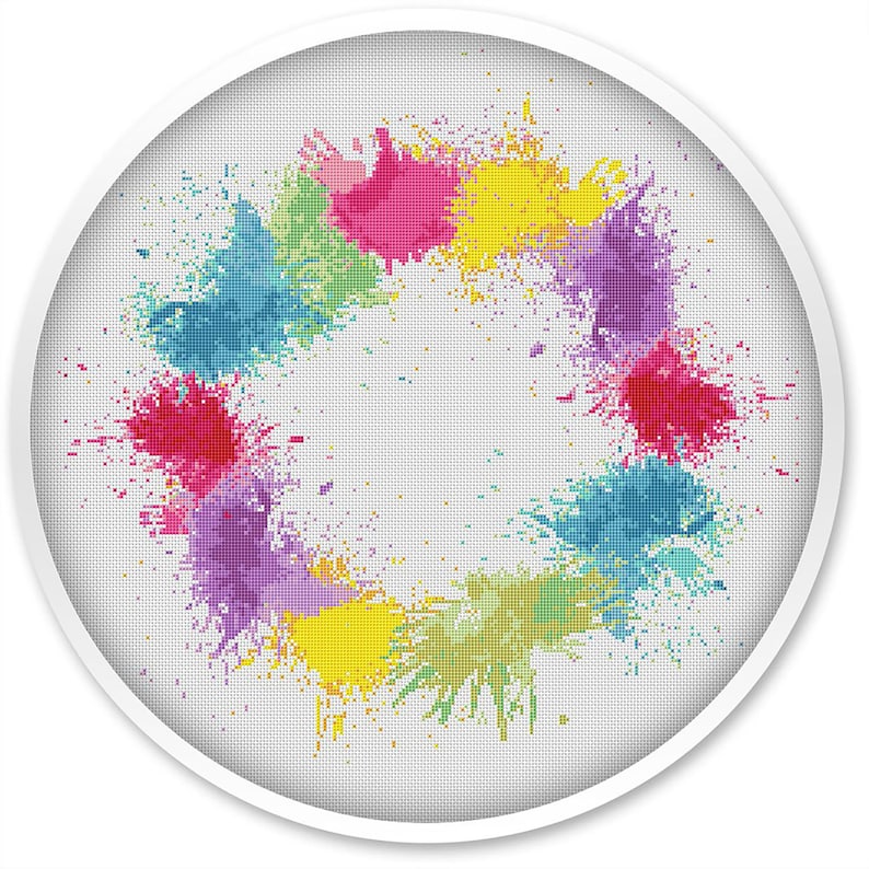 Big Circle Cross Stitch Pattern Free Shipping Cross Stitch Etsy