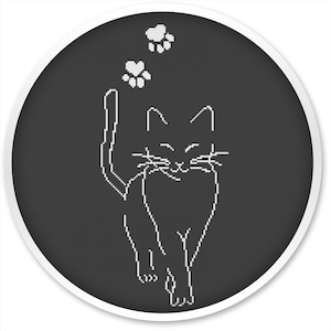 Geometric Cat Cross Stitch Pattern: Modern DIY Design (PDF Download)