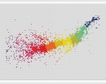 Abstract watercolor cross stitch pattern,  cross stitch pdf, love cross stitch, rainbow pattern pdf, rainbow cross stitch pattern free #232